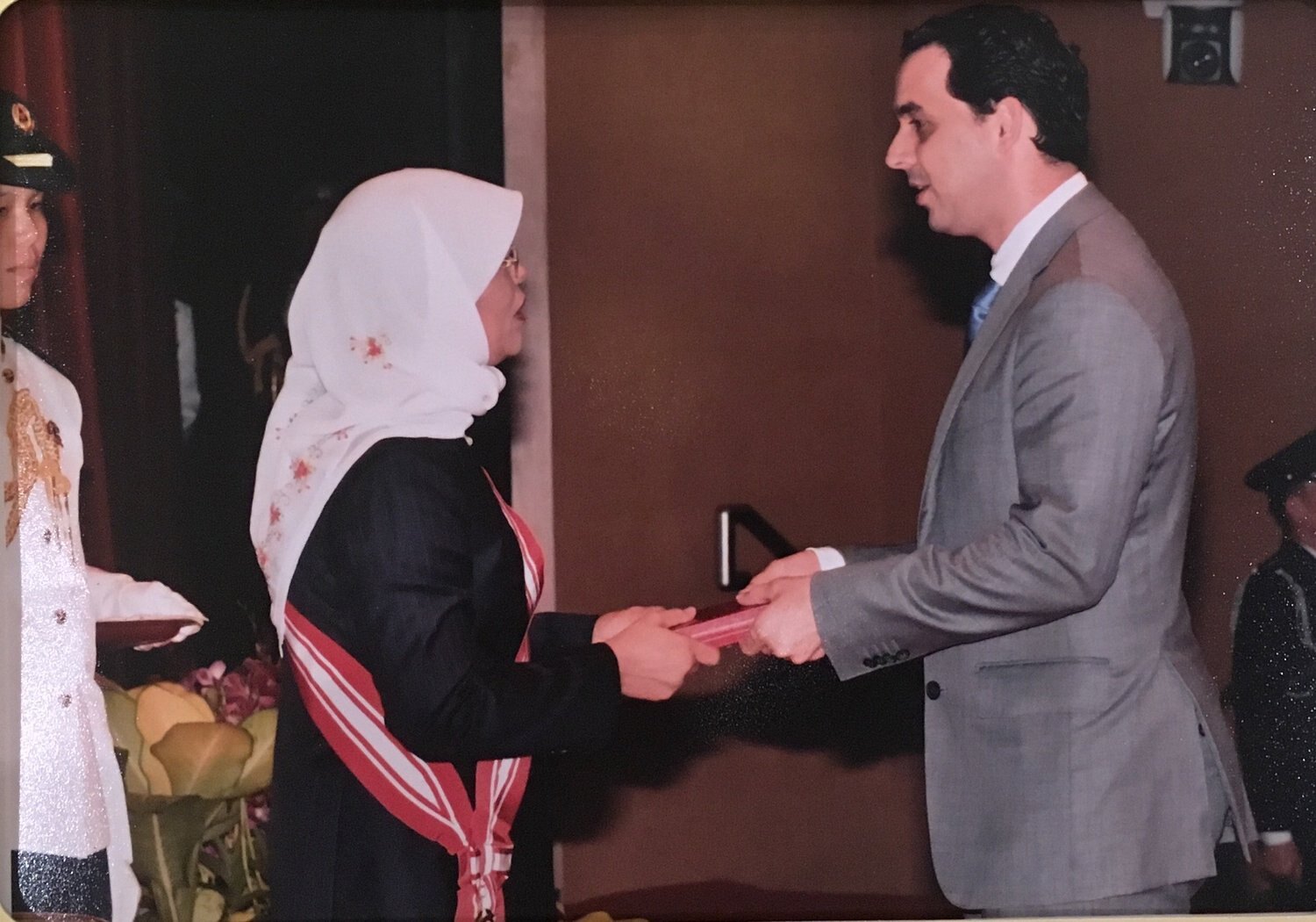 Receiving the Public Service Medal on behalf of the late Dr. Jimmy Daruwalla